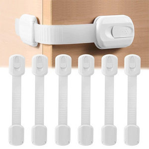 Adhesive adjustable baby cabinet latches baby safety strap lock for child proof for toilet sliding door fridge