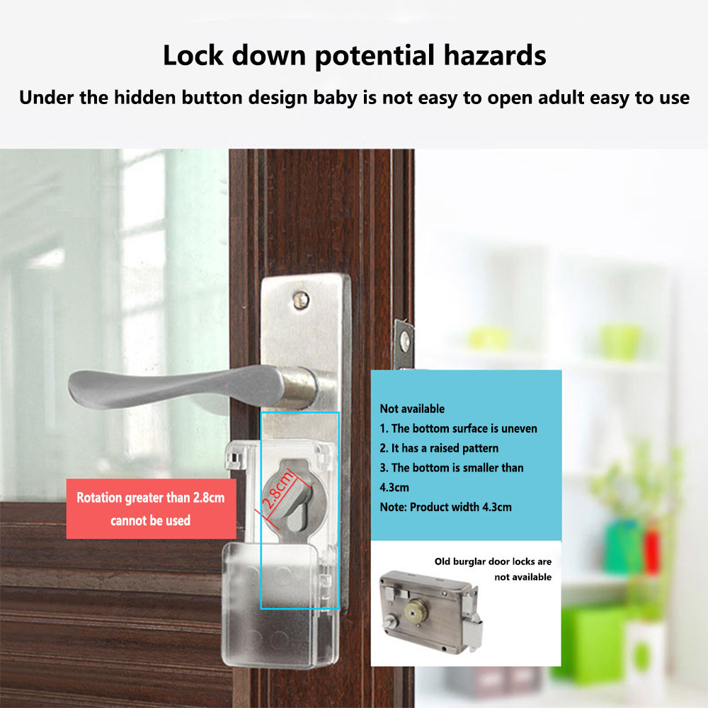 Child Safety Door Knob Cover Hard-to-Remove Dual-Lock Door Handle Covers Locks for Kids - Reusable Baby Proof - Installs Easily