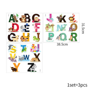 Animal alphabet ABC kids wall stickers decals peel removable for nursery bedroom living room art murals decorations