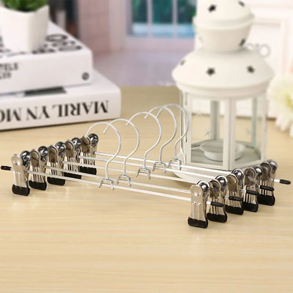 10pcs Metal clip coat hangers clothes closet pant trouser skirt non-slip racks indoor use