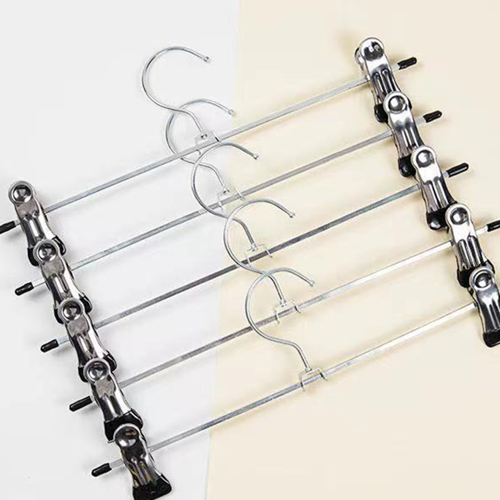 10pcs Metal clip coat hangers clothes closet pant trouser skirt non-slip racks indoor use