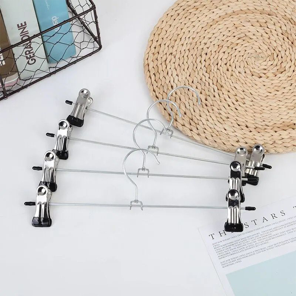 10pcs Metal clip coat hangers clothes closet pant trouser skirt non-slip racks indoor use