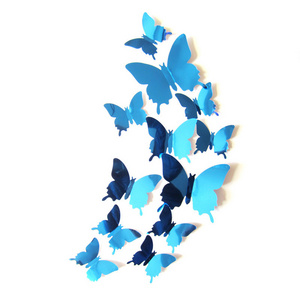 3D mirror pvc butterfly wall sticker diy wall decal wedding party Home decor background butterflies 12PCS