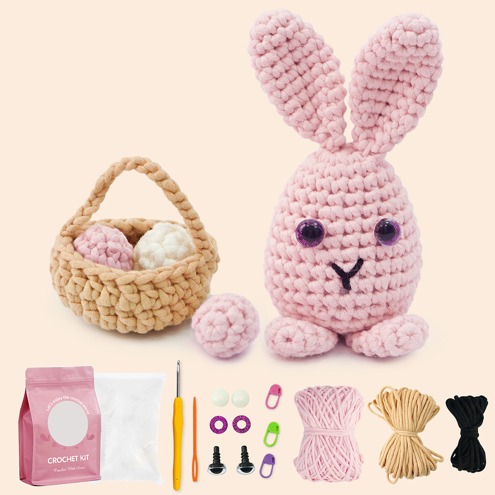 Crochet Kit Rabbit for Beginners - Crochet Starter Kit with Step-by-Step Tutorials for Adults and Kids, DIY Knitting Supplies