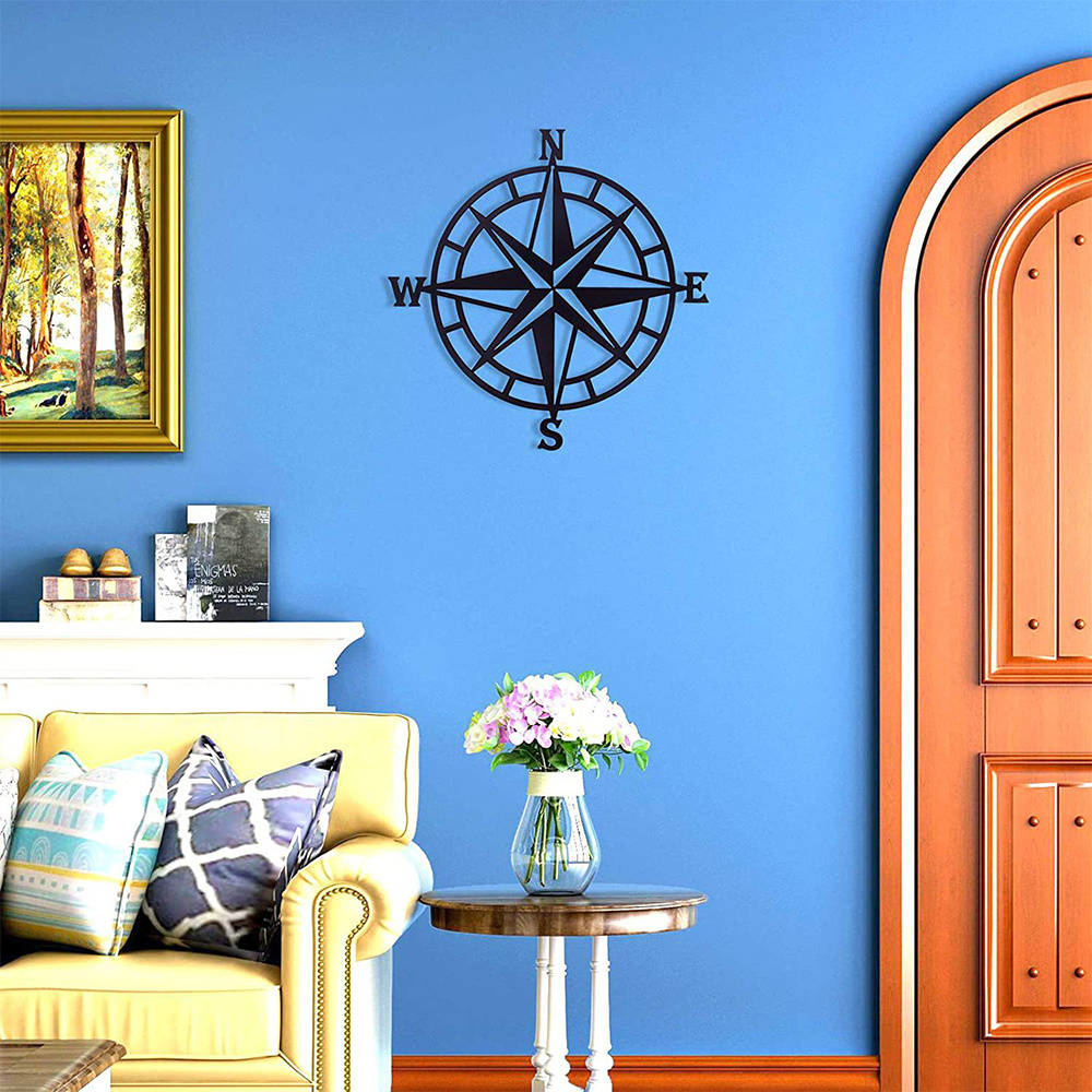 Metal decorative compass wall decor living room bedroom office porch garden wall hanging art home decoration