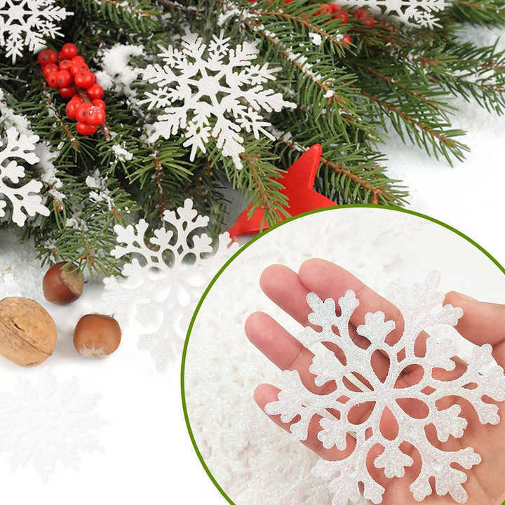 36pcs Christmas snowflake ornaments glitter snow flakes ornaments for christmas tree decorations craft