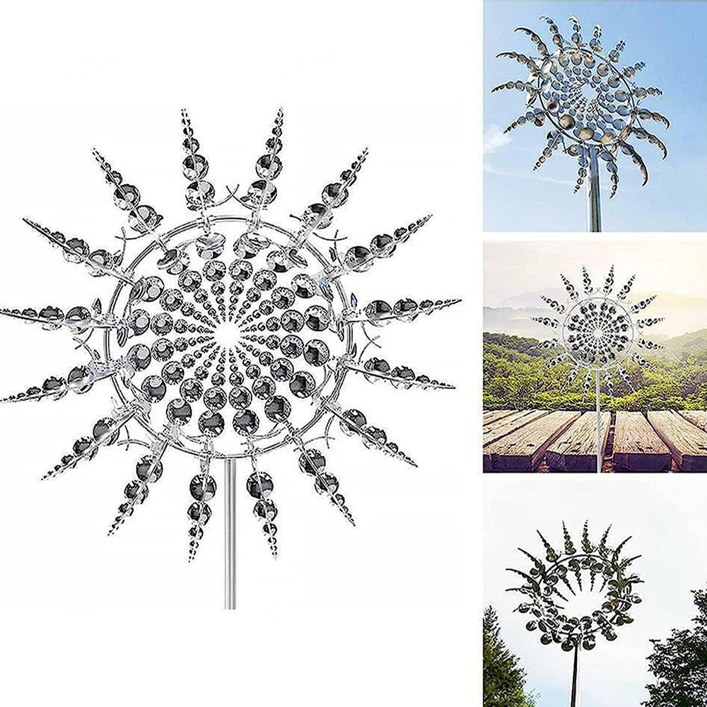 Unique and magical kinetic metal windmill outdoor dynamic wind spinners yard patio lawn garden landscape ornament