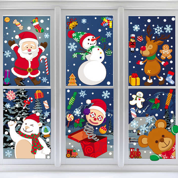 Custom eco friendly decorative christmas vinyl window static cling stickers stickers