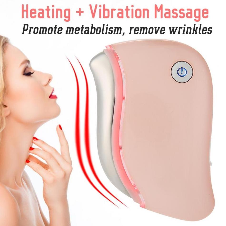 Home Facial Device Electric Gua Sha Vibrate Heated Scraping Lifting Led Light Facial Massager Beauty Device