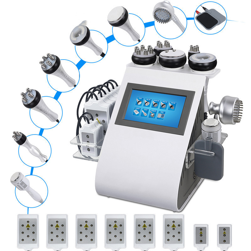 9 IN 1 40K Cavitation Cavitation Vacuum System Machine Radio Frequency Laser 8 Pads Lipo Slimming Machine