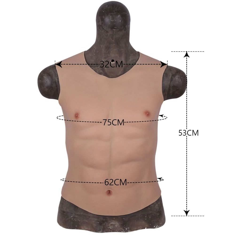 Fake Belly Chest Shoulder Padded Abdominal Muscle Bodysuit Men Silicone Fake Male Suit For Crossdresser