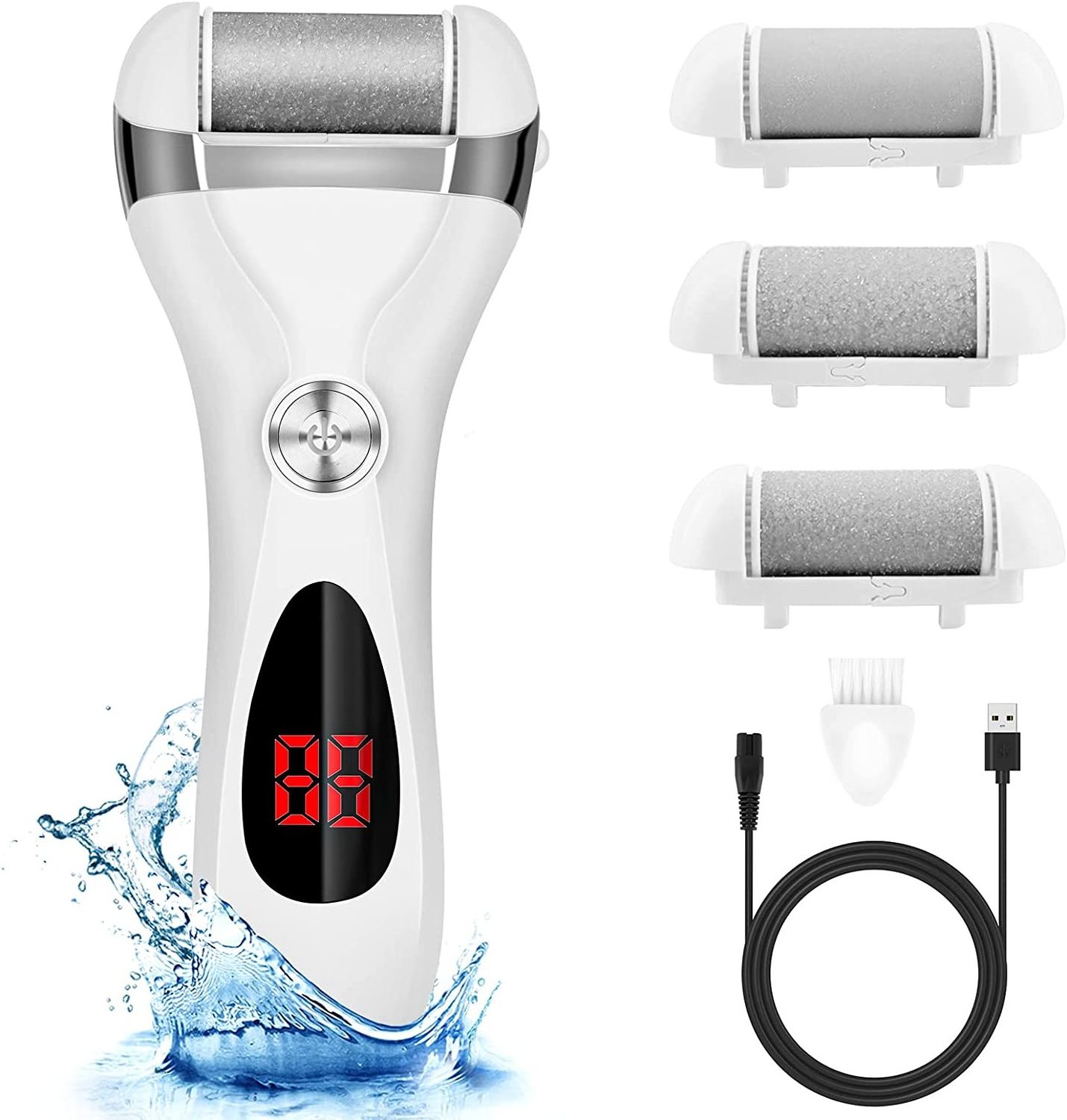 Rechargeable 3 Grinding Heads Waterproof foot scrubber  Callus Eliminator Pedicure Tools Feet Care Kit Pedicure Foot File