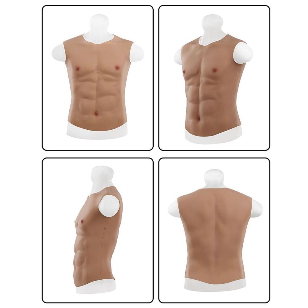 Fake Belly Chest Shoulder Padded Abdominal Muscle Bodysuit Men Silicone Fake Male Suit For Crossdresser