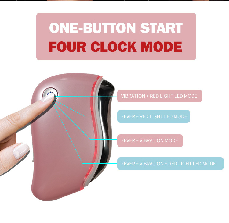 Home Facial Device Electric Gua Sha Vibrate Heated Scraping Lifting Led Light Facial Massager Beauty Device