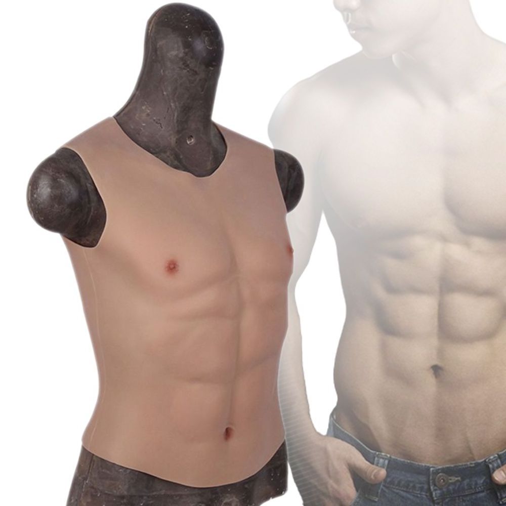 Fake Belly Chest Shoulder Padded Abdominal Muscle Bodysuit Men Silicone Fake Male Suit For Crossdresser