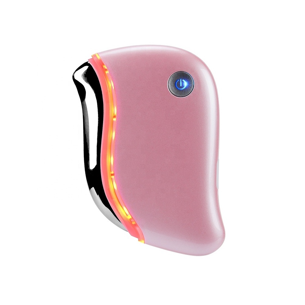 Home Facial Device Electric Gua Sha Vibrate Heated Scraping Lifting Led Light Facial Massager Beauty Device