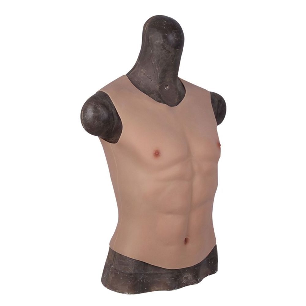 Fake Belly Chest Shoulder Padded Abdominal Muscle Bodysuit Men Silicone Fake Male Suit For Crossdresser