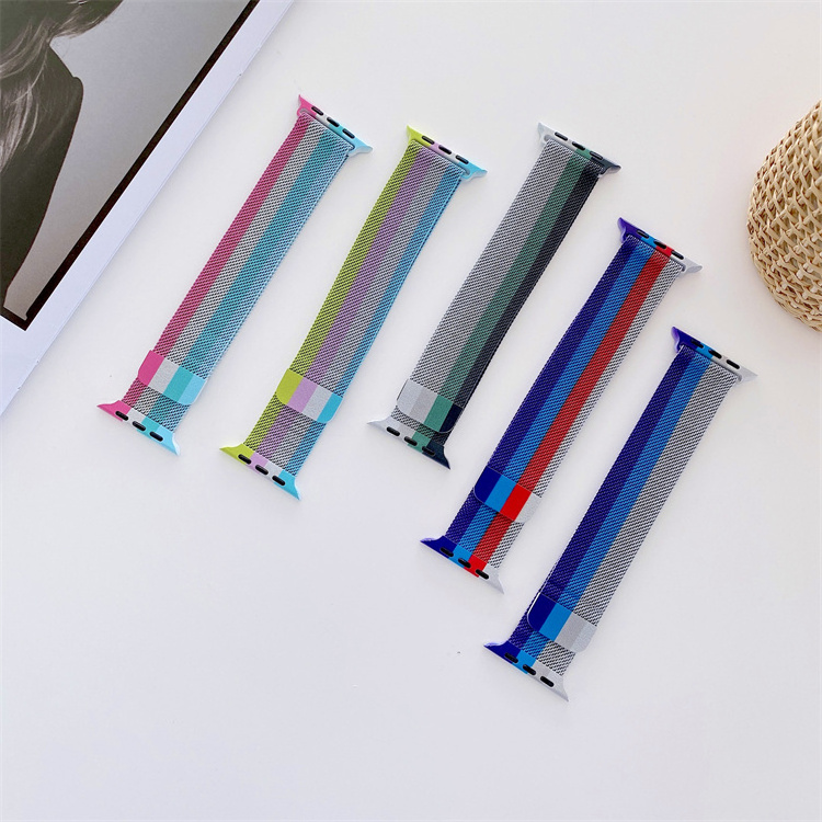 Multi-color Milanese Loop Stainless Steel Metal Bracelet Wristband Strap For Apple Series Colorful Magnetic Watch bands