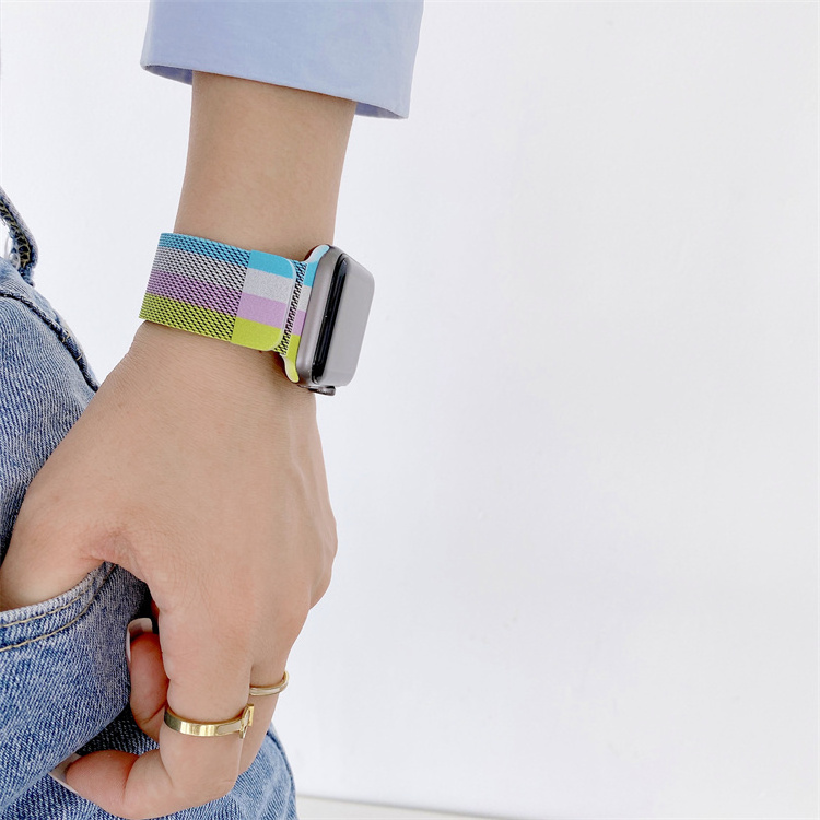 Multi-color Milanese Loop Stainless Steel Metal Bracelet Wristband Strap For Apple Series Colorful Magnetic Watch bands