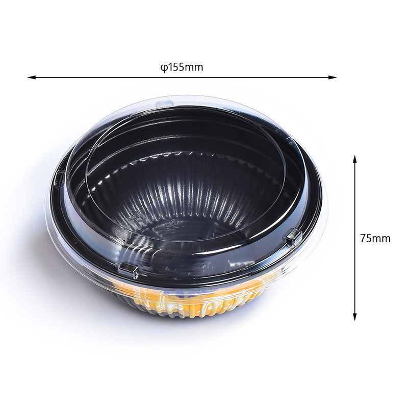 Customized black /red /colorful Plastic Disposable Donburi Rice Ramen Noodle Bowl With Lid