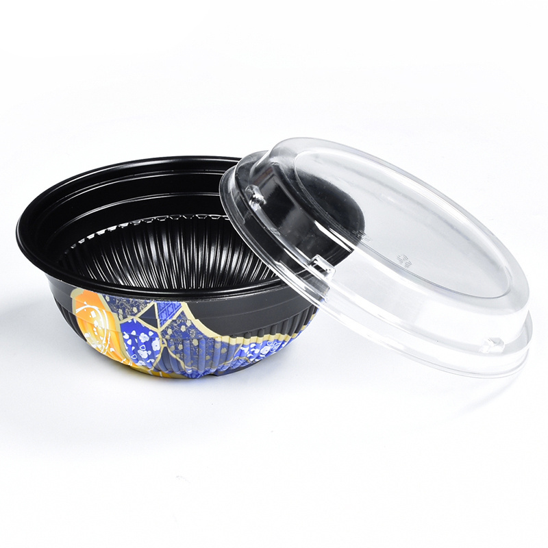 Customized black /red /colorful Plastic Disposable Donburi Rice Ramen Noodle Bowl With Lid