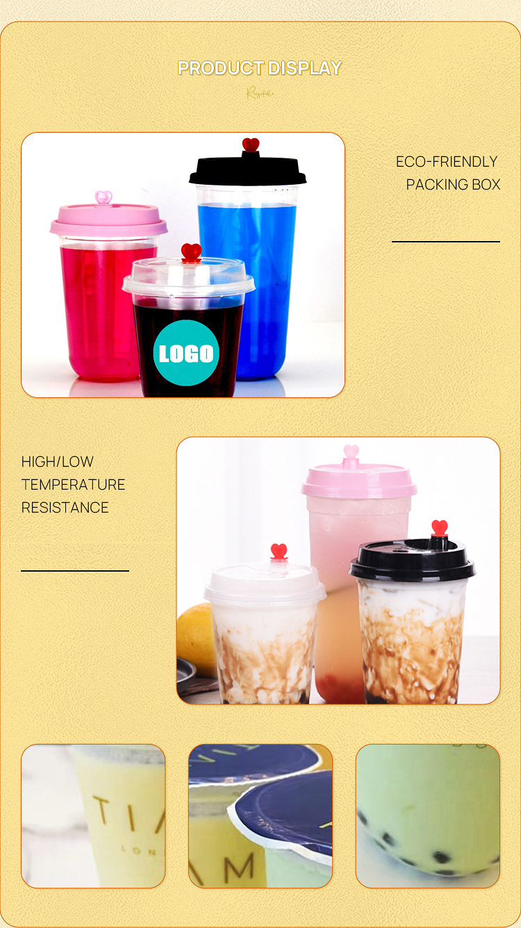 China Factory Custom logo Boba Tea Cup Smoothie coffee juice cup 16oz 500ml 24oz 700ml bubble tea plastic Cup with dome Lid