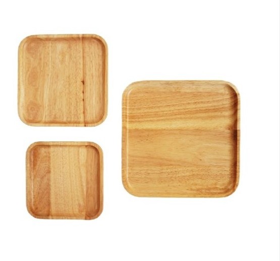 Custom Dishes Plates Custom Natural Bamboo Wooden Natural tea tray fruit plate bamboo serving tray set