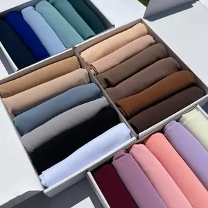 6pc/Set Custom Scarf Hijab Plain Chiffon Scarves Paper Box Packing Boxes Scarves Solid Color Plain Shawl Islamic Wrap