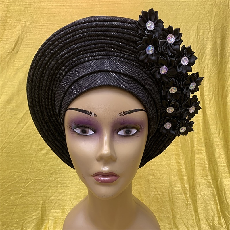 2023 Latest Designs African Accessories Auto Gele Headtie Nigerian Wedding Ready To Wear Turban Head Wraps