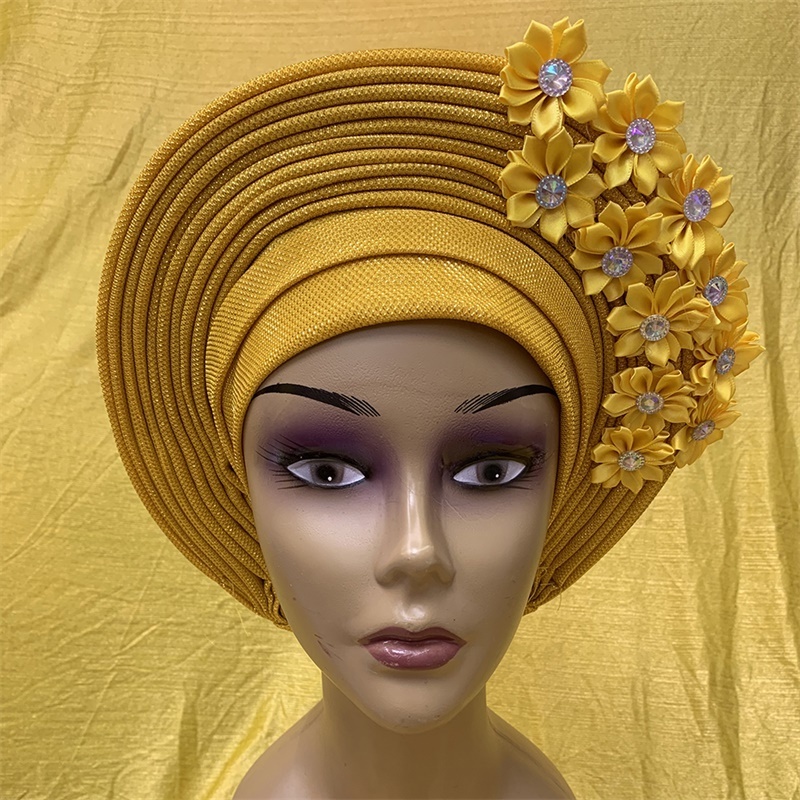 2023 Latest Designs African Accessories Auto Gele Headtie Nigerian Wedding Ready To Wear Turban Head Wraps