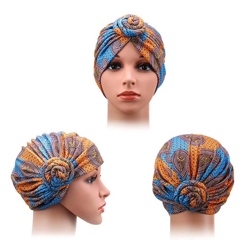 Latest Style African Ankara Pattern Headwrap Hat Pre-Tied Bonnet Knot Turban Hat For Girls