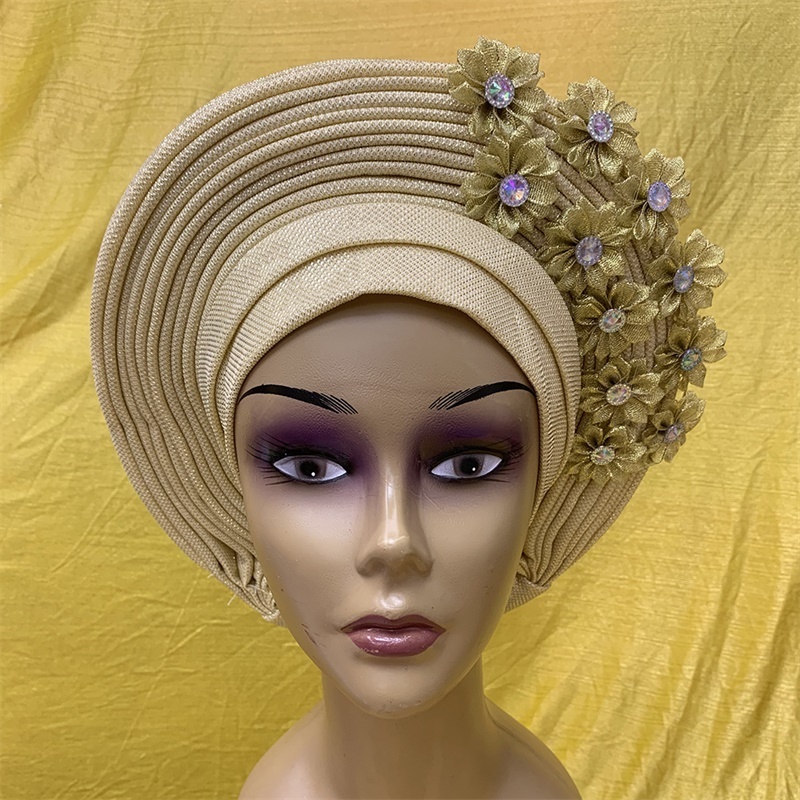 2023 Latest Designs African Accessories Auto Gele Headtie Nigerian Wedding Ready To Wear Turban Head Wraps