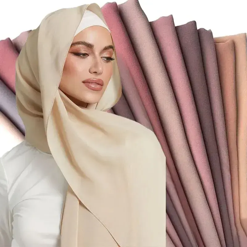 6pc/Set Custom Scarf Hijab Plain Chiffon Scarves Paper Box Packing Boxes Scarves Solid Color Plain Shawl Islamic Wrap