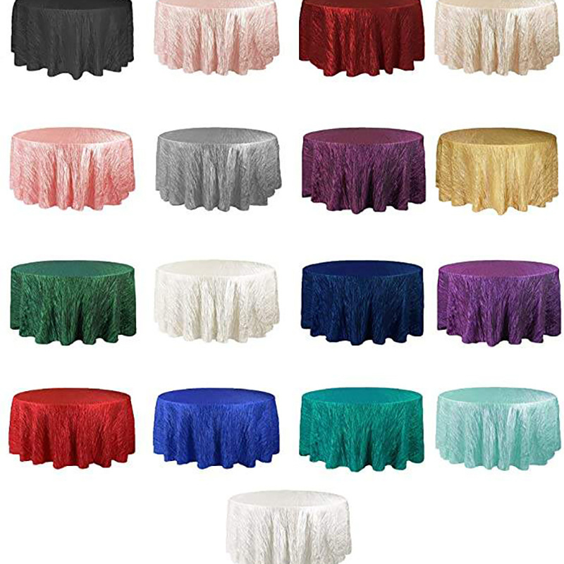 Wedding Colorful  Party Table Cloths Round  For Clothes Green  Table Cloths Crinkle Wholesale Taffeta Table Cloth