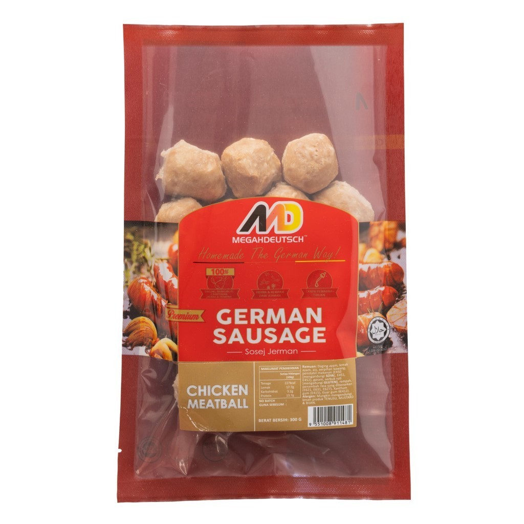 CHICKEN MEATBALL,WURSTCHEN,PREMIUM GERMAN STYLE,HIGH QUALITY,HALAL CERTIFIED,NO ARTIFICIAL ADDITITIVES,NO TRANS FAT