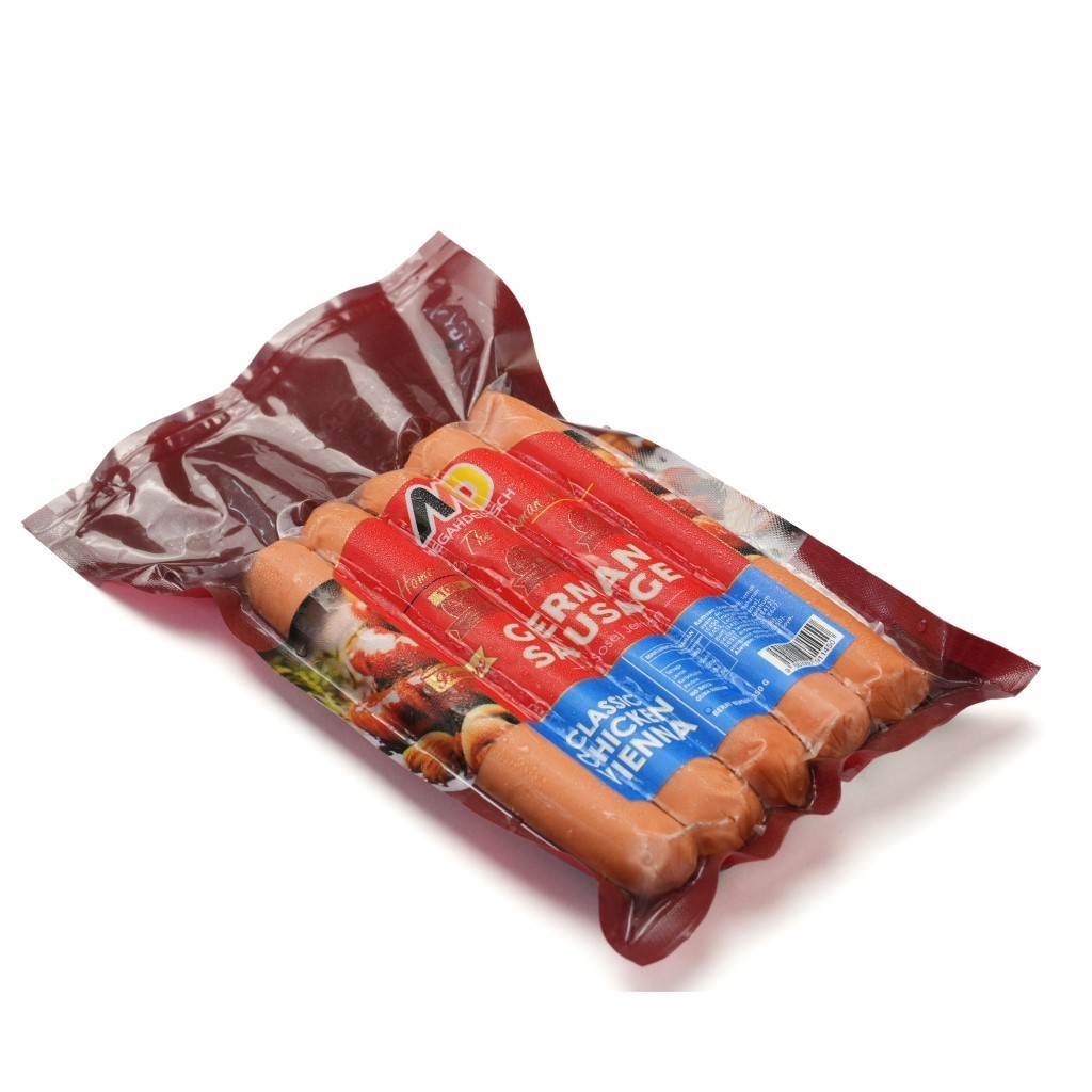 CHICKEN VIENNA,WURSTCHEN,PREMIUM GERMAN STYLE,HIGH QUALITY,HALAL CERTIFIED,NO ARTIFICIAL ADDITITIVES,NO TRANS FAT