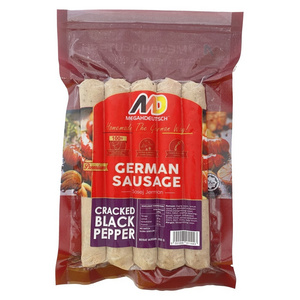 BLACK PEPPER SAUSAGE,WURSTCHEN,PREMIUM GERMAN STYLE,HIGH QUALITY,HALAL CERTIFIED,NO ARTIFICIAL ADDITITIVES,NO TRANS FAT