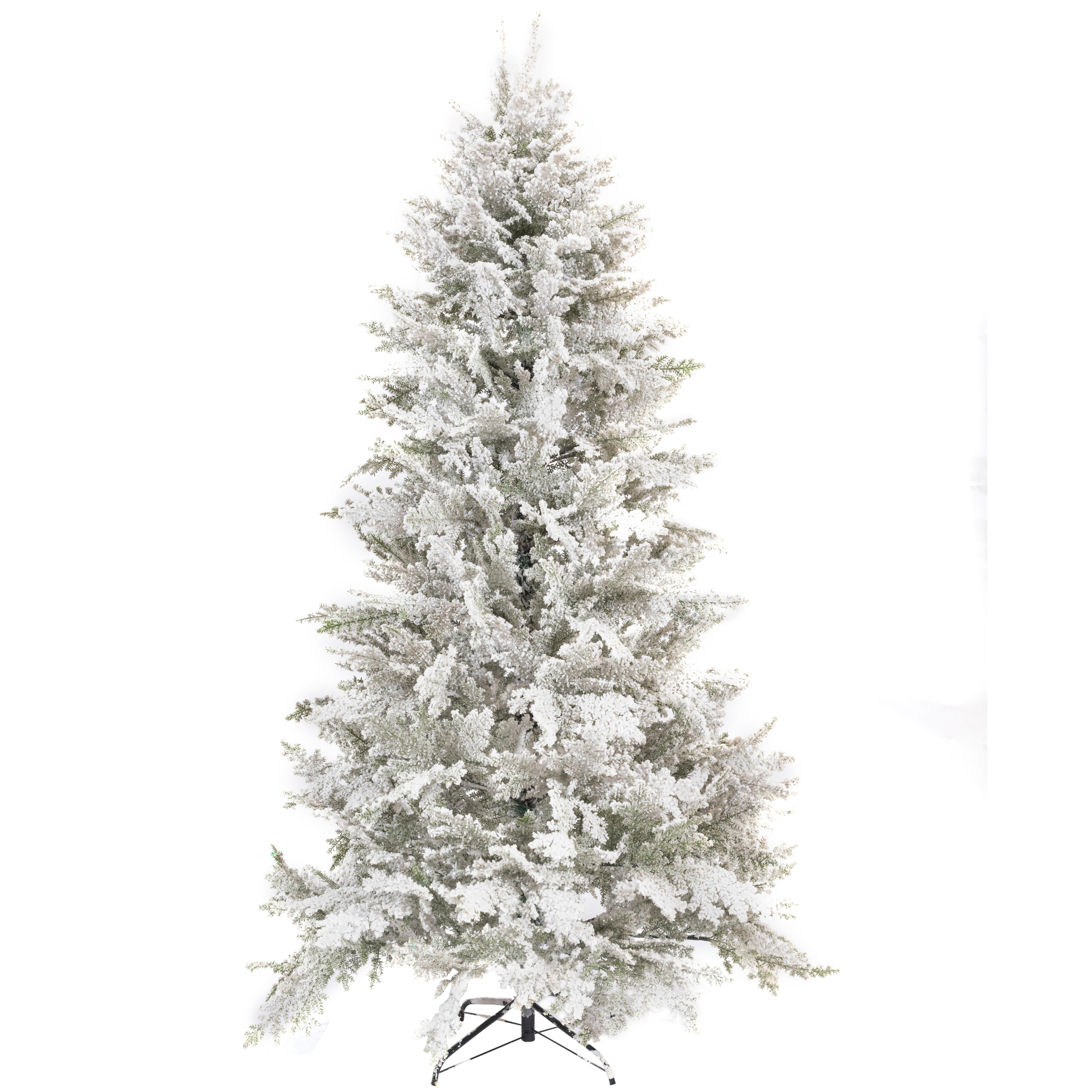 Outroad 6ft Snow Flocked Christmas Tree Premium Hinged Artificial Pine Xmas Tree with Metal Stand and 800 Lush Branch Tips