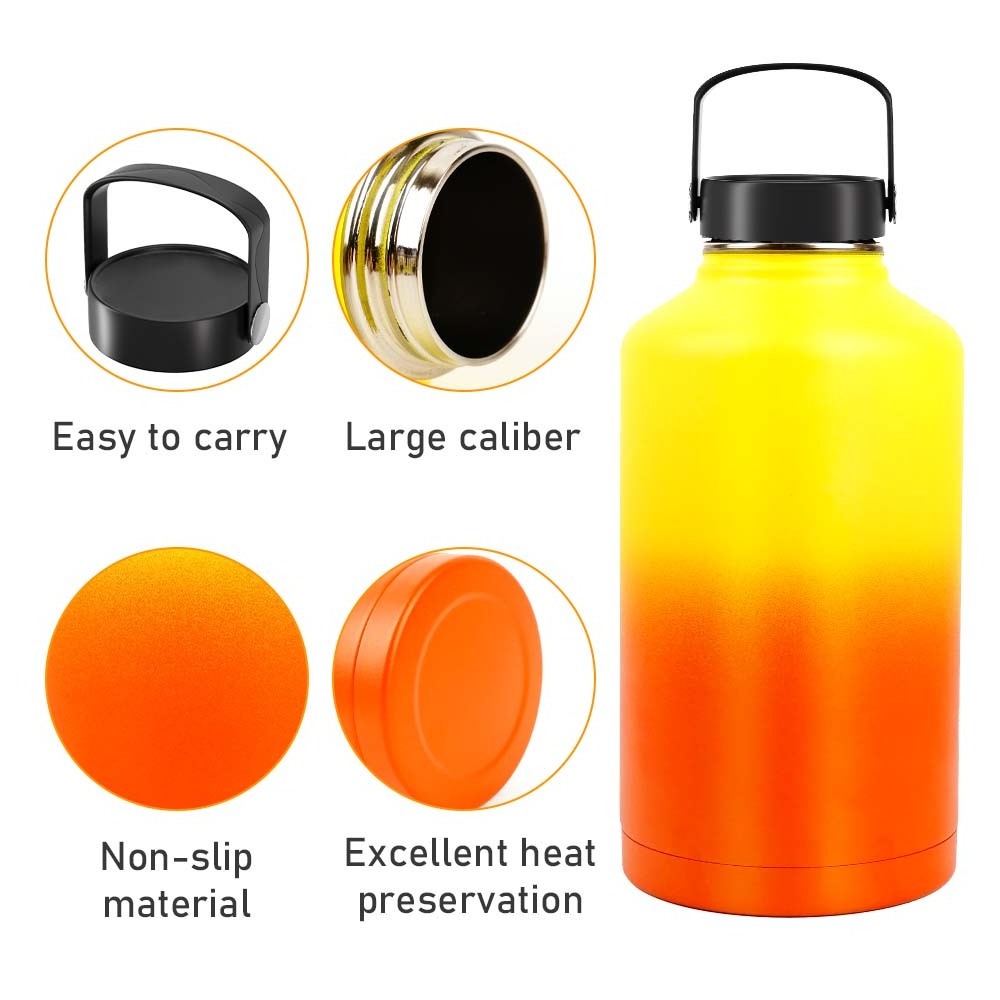 portable reusable 18 32 40 64 Oz  Outdoor thermal water bottle termos Stainless Steel Hot And Cold Water Bottle