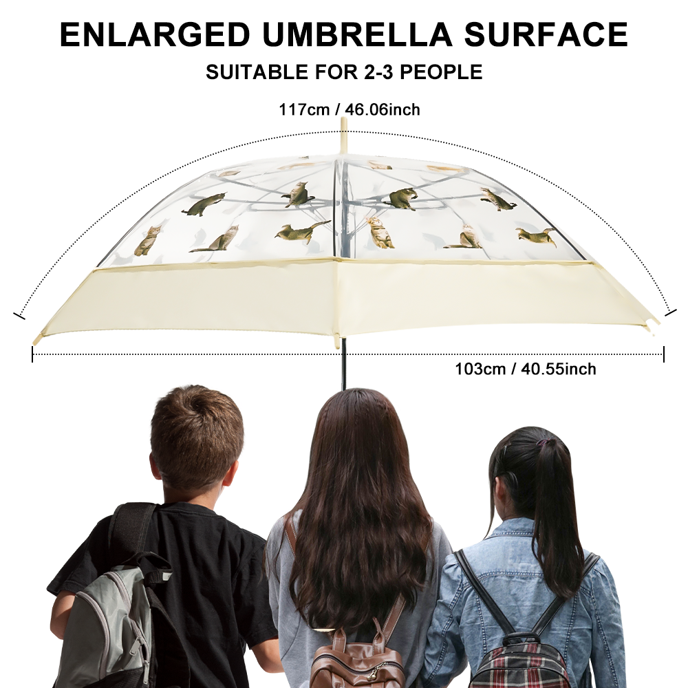 Cute Cat Dog  Straight Wedding Gifts Portable  Transparent Umbrella For Women Men