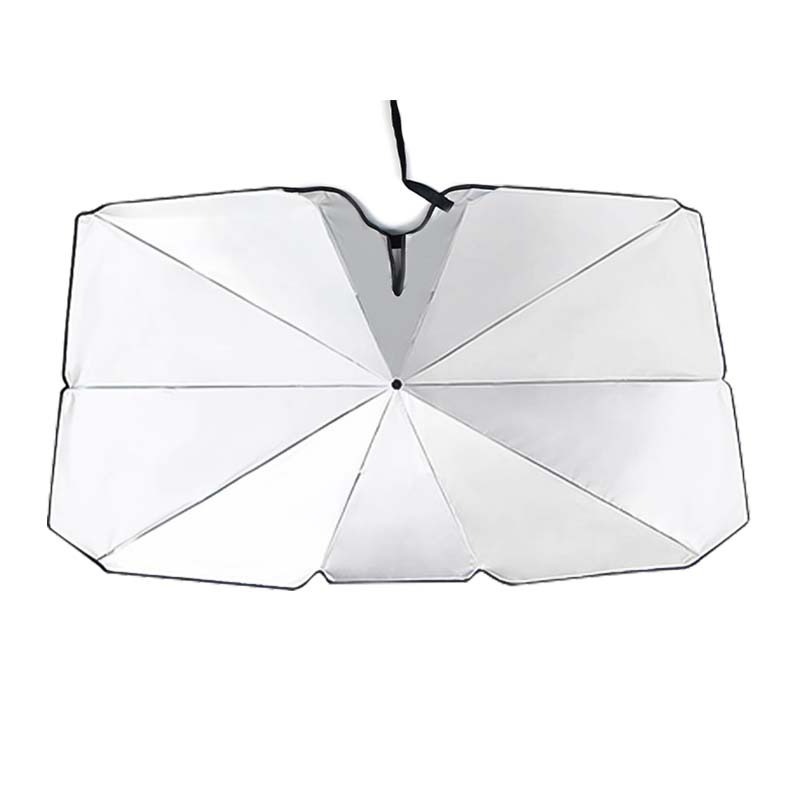 Hot Sale Summer Uv Protection Black Pongee Silver Coating Front Gear Umbrella Folding Umbrella For Car With Base