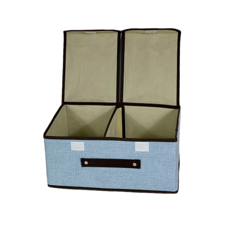 Foldable Kids Baby Cloth Storage Box Underwear Organizer with Double Lids