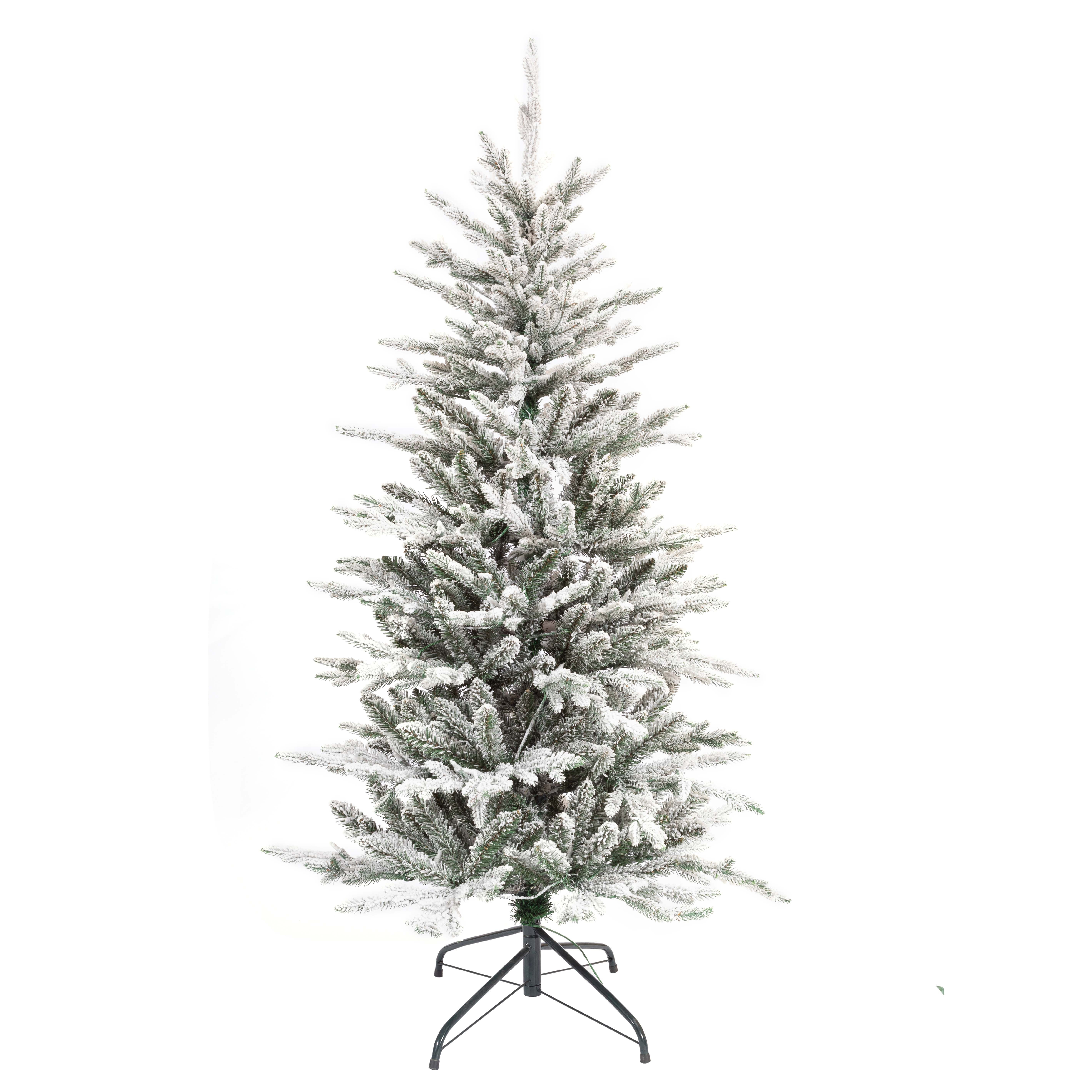 Outroad 6ft Snow Flocked Christmas Tree Premium Hinged Artificial Pine Xmas Tree with Metal Stand and 800 Lush Branch Tips