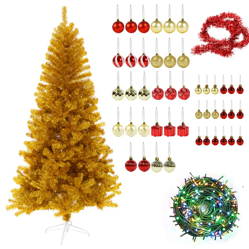 Hot Selling 150cm 180cm 210cm Cheap Home Displace PVC Artificial Christmas Tree Yellow Xmas Tree