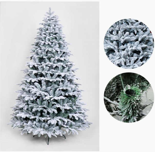 Outroad 6ft Snow Flocked Christmas Tree Premium Hinged Artificial Pine Xmas Tree with Metal Stand and 800 Lush Branch Tips