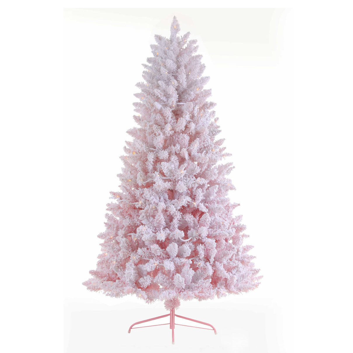 Premium Yiwu Snoflock Powder Realistic Snowing Led Pink Flocked Artificial Christmas Trees