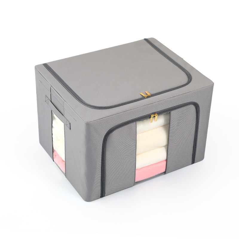 Wholesale Custom Washable Gabardine Fabric Folding Cloth Storage Box With 2 Window For Organizing Bedroom Closet