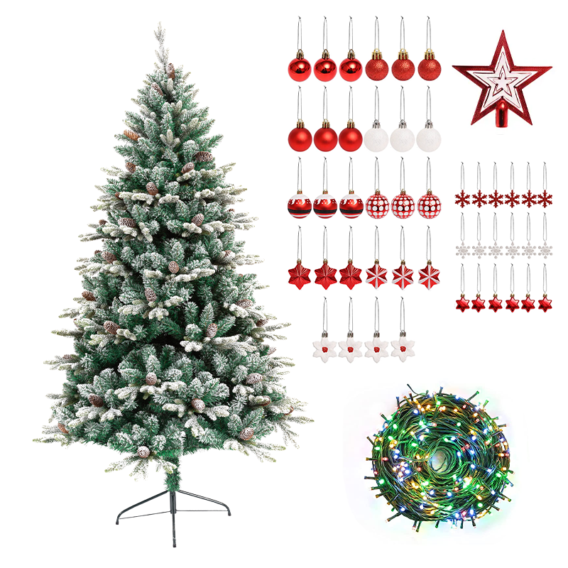 2024 Hot Selling  Wholesale 5Ft 6Ft 7Ft Flagpole   Powered Ceramic Ornament Christmas Trees With Led Lights