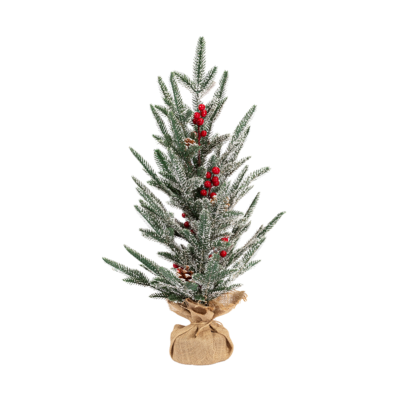 Miniature Christmas Tree 6 Pcs Pine Trees Sisal Trees Snow Frost Ornaments with Wooden Bases for Miniature Scenes