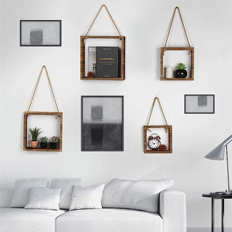 wood wall shelf cube floating hanging square shelves wooden square cube wall rack shelf